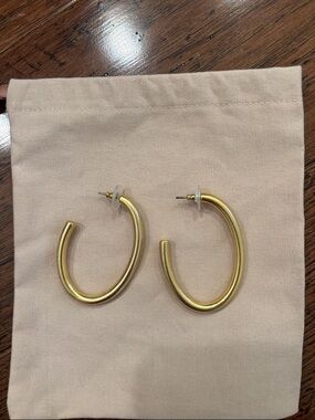 Gold Open Oval Hoop Earrings - Women Jewelry